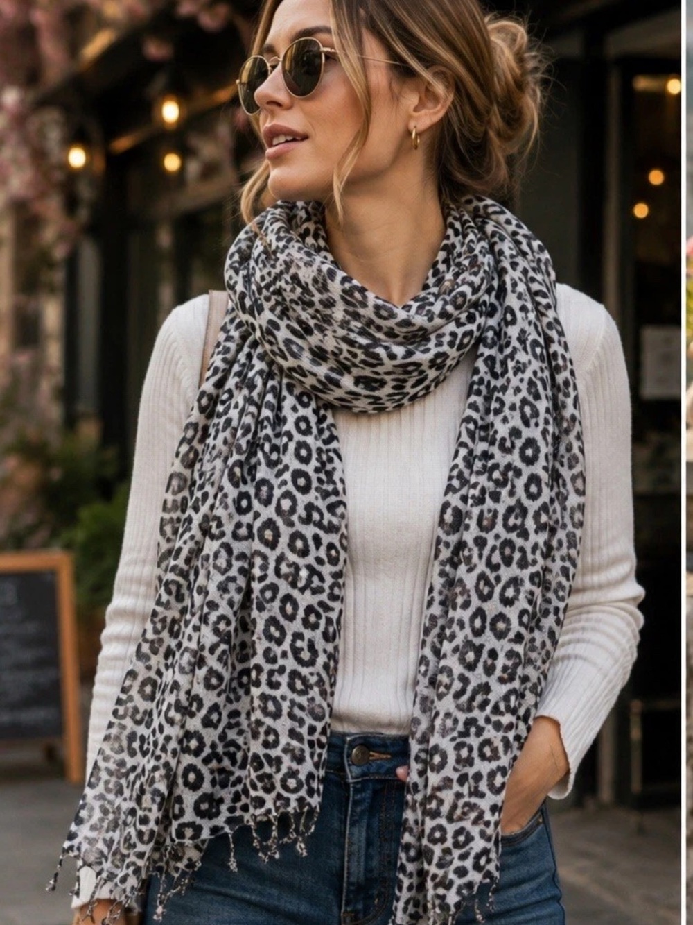 New Womens Metallic Shimmery Animal Print Fringed Scarf MultiColor 5000-3100